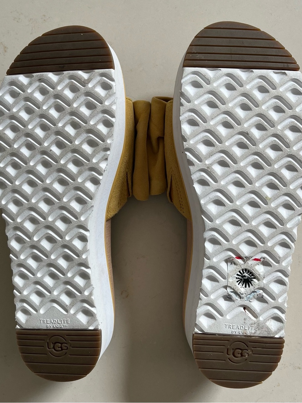 UGG Women's Yellow Suede Bow Slides - Picture 3 of 3